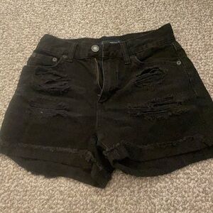 black denim shorts